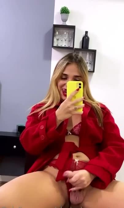 Stunning blonde having her fun time with a good masturbation and tasting her own cum